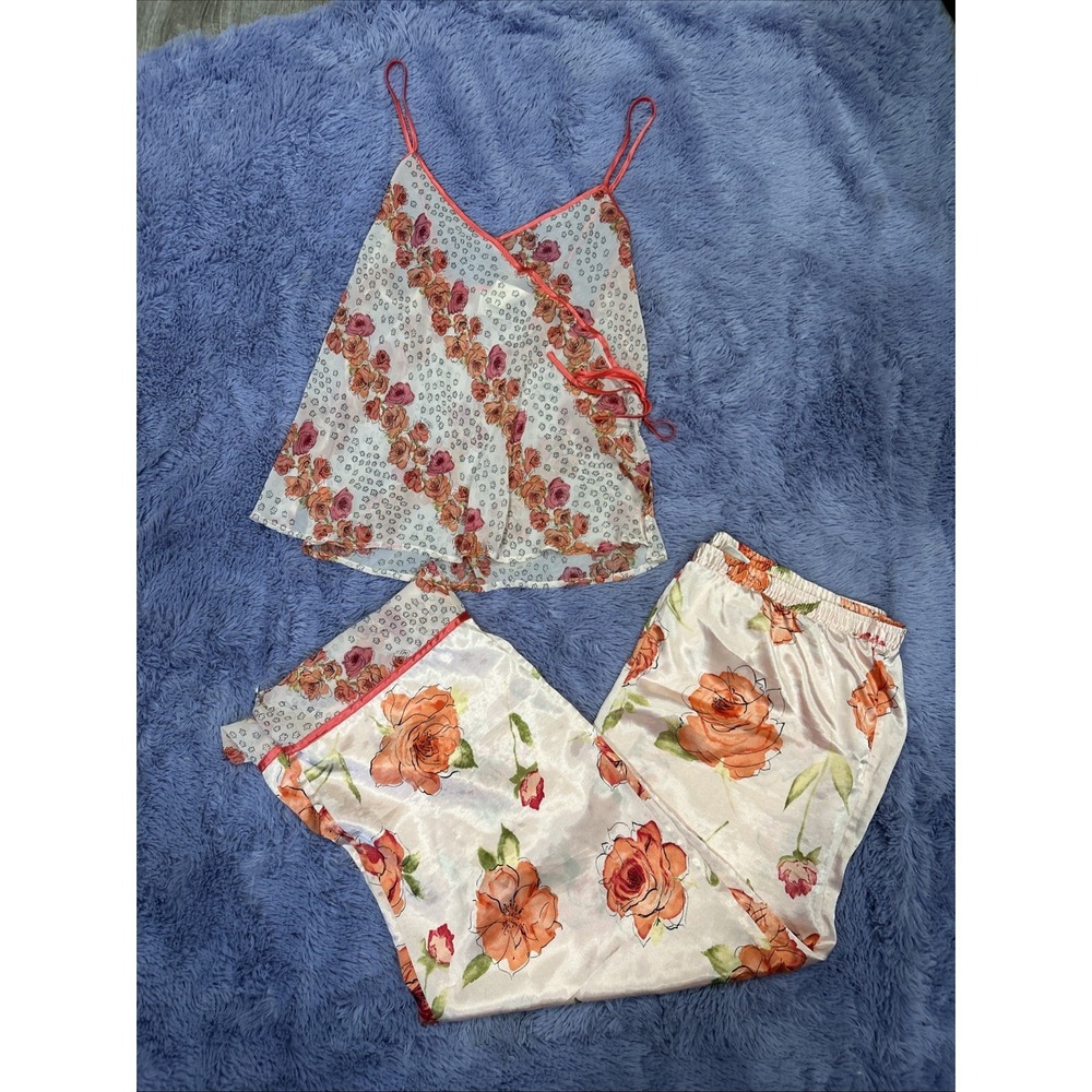 VTG Sophia by Delicates Floral 2 PC Pajamas Lounge‎ Set-Size Large